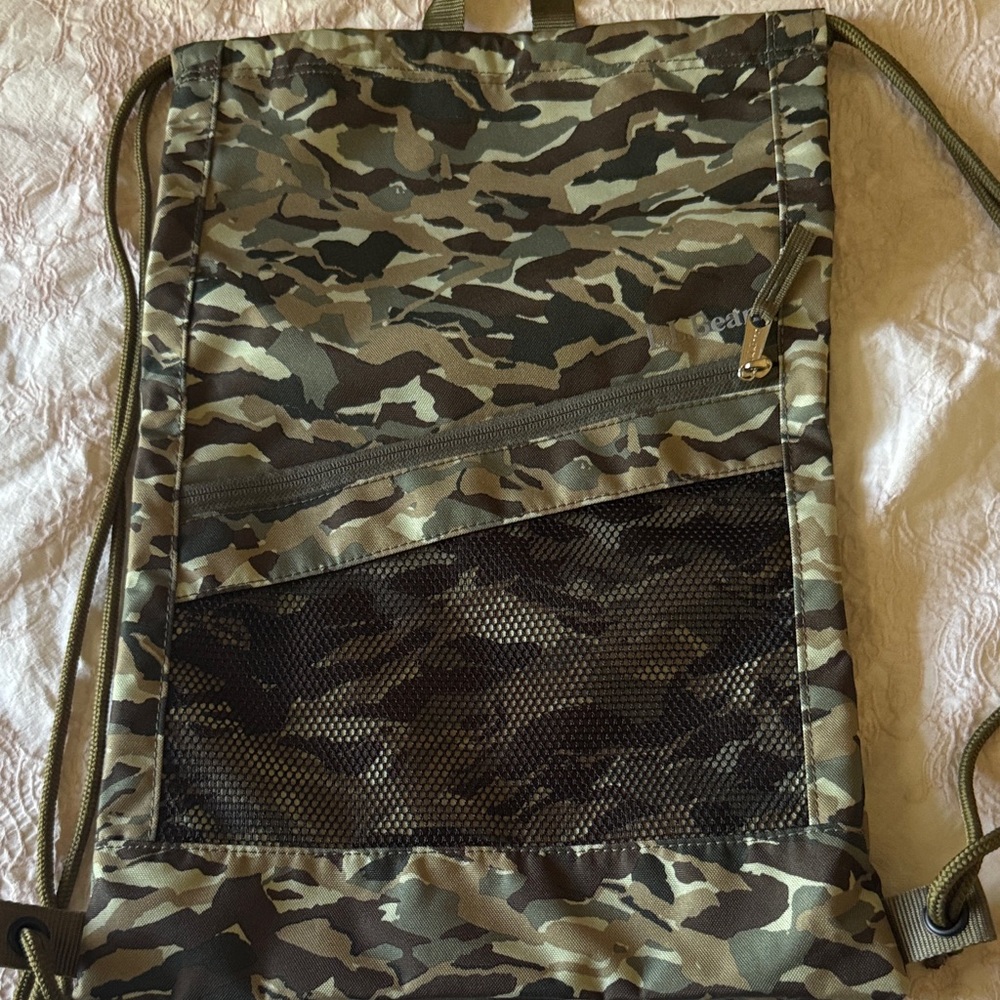 Ll Bean Camo Drawstring Backpack With Front Pocket - image 1
